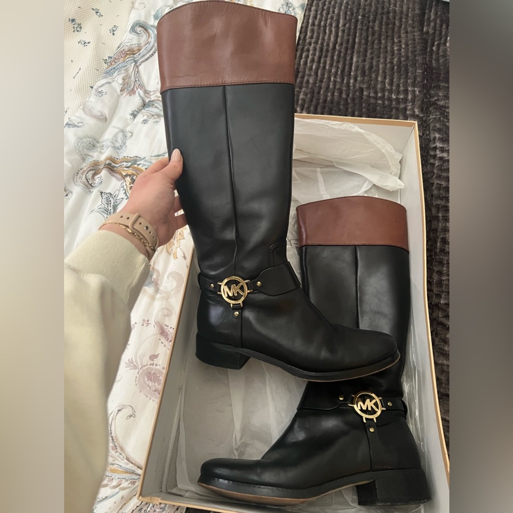 Michael Kors leather Fulton harness boot